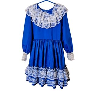 Vintage Martha's Miniatures LACE Full Circle Dress Pageant Blue & White